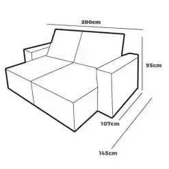 Sofá Cama Chicago 200cm em Linho 3 Lugares Retrátil e Reclinável Kasacomigo - Foto 2
