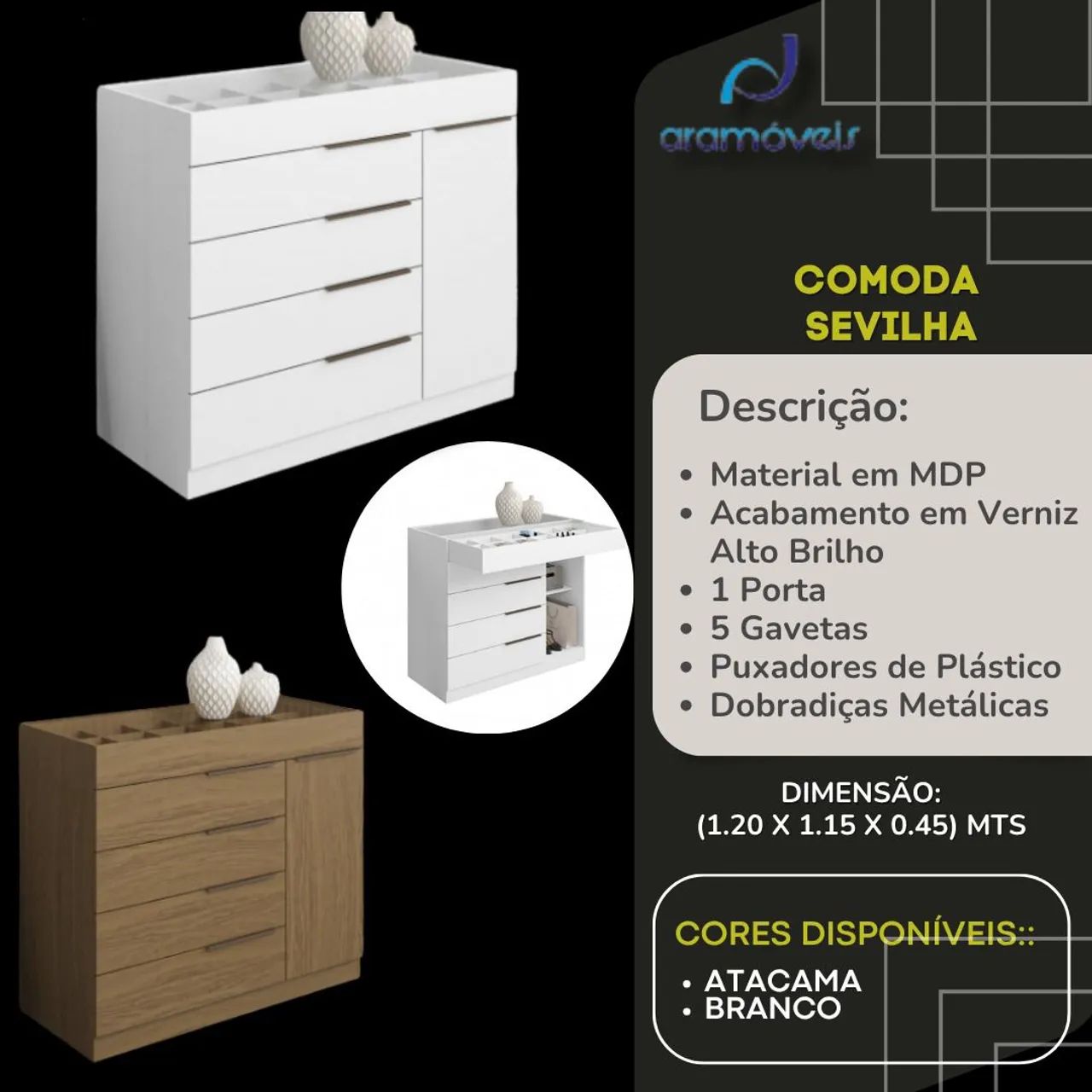 Cômoda com portas jóia 