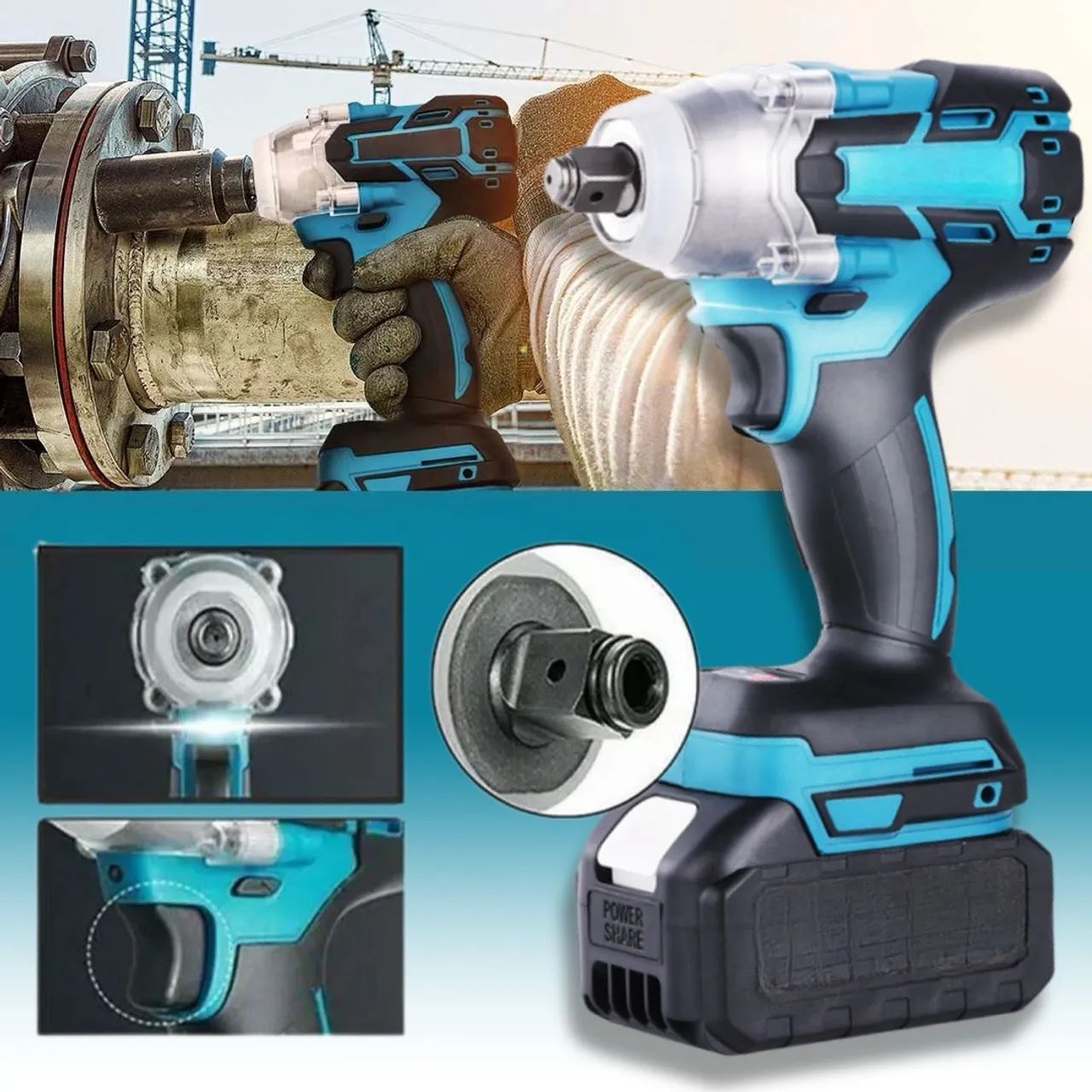 Chave De Impacto Parafusadeira Pneumática 2 Baterias Lítio - Foto 5