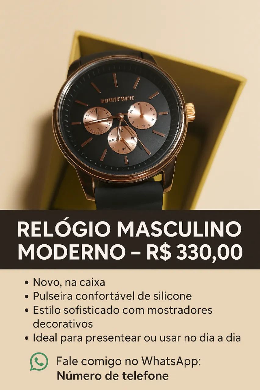 RELÓGIO ESTILOSO E MODERNO - NOVO NA CAIXA!
