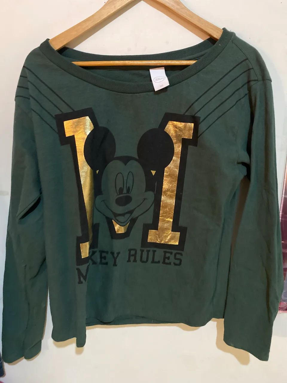 Moletom blusão Mickey mouse rules Disney - verde com dourado GG
