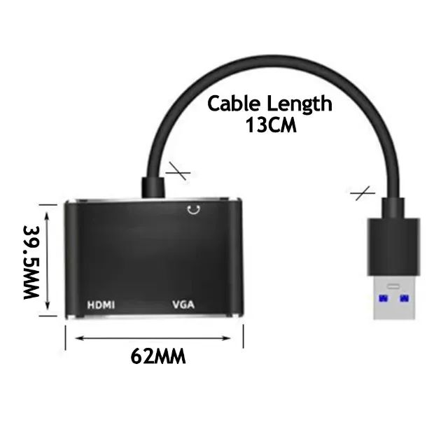 Adaptador Conversor 2 em 1 Usb 3.0 para Hdmi e Vga 1080P - Foto 5