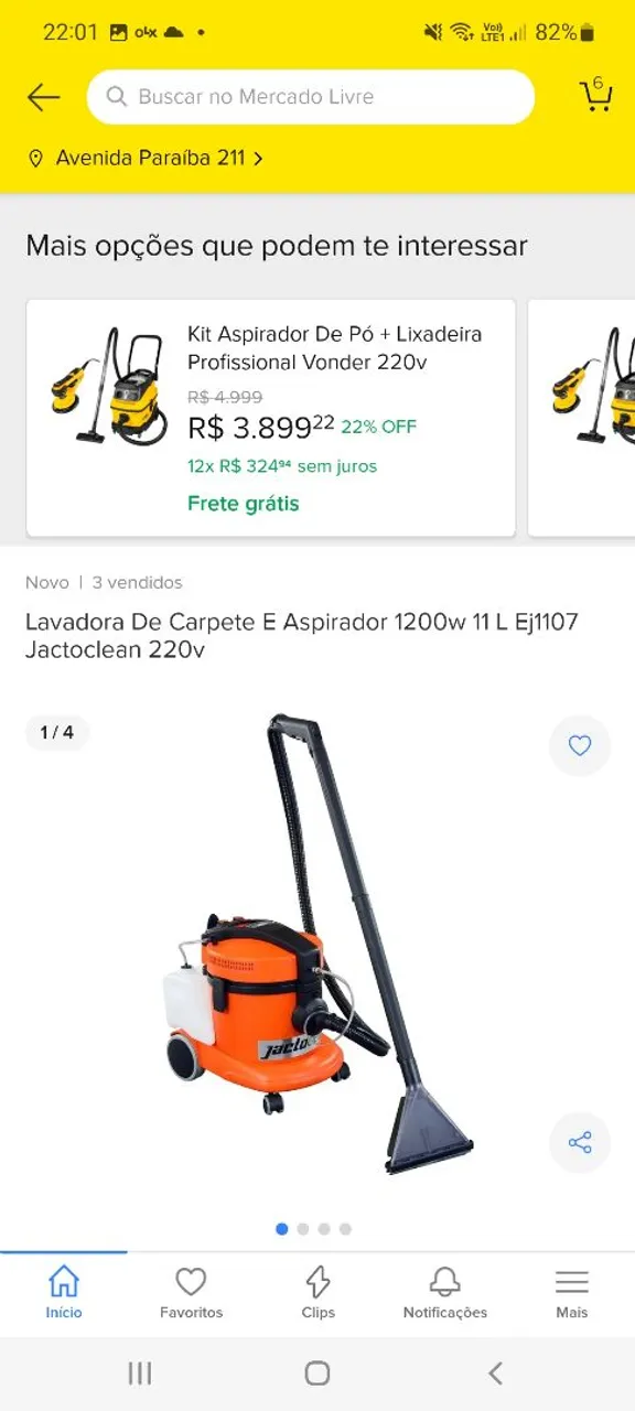 Lavadora Carpete Aspirador 1200w 11L Jactoclean 220v