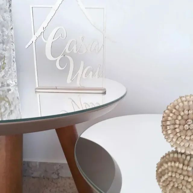 Conjunto de Mesa de apoio Valência com vidro espelhado - Foto 4