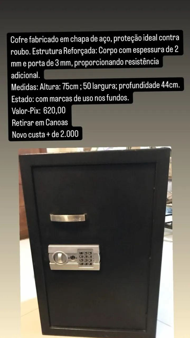 Cofre em Chapa de Aço. Digital. 