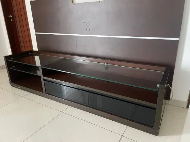 Rack de Madeira Com Vidro 