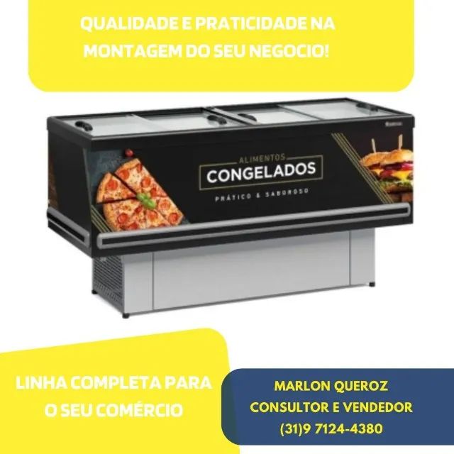Ilha de Congelados 2M Nova Gelopar Vidro Reto