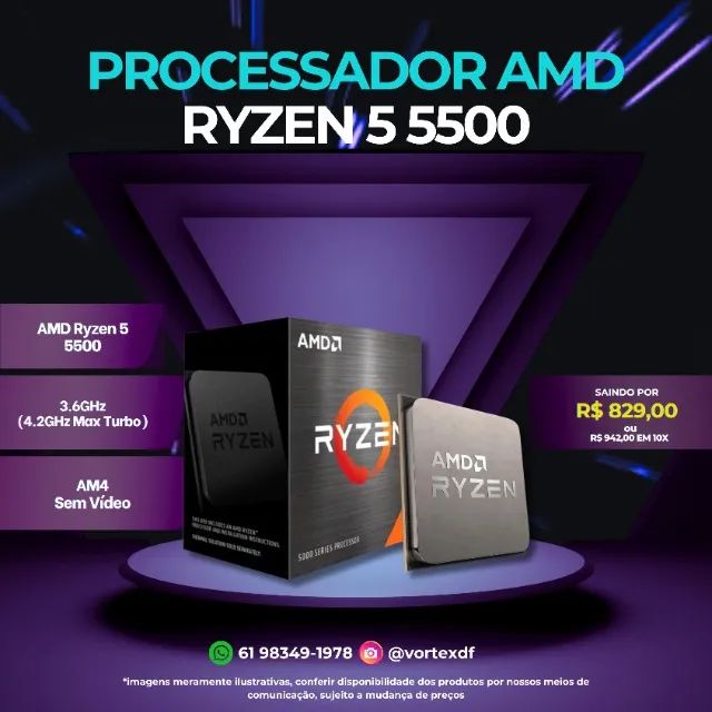 PROCESSADOR RYZEN 5 5500 AM4 AMD - Processadores - Asa Norte