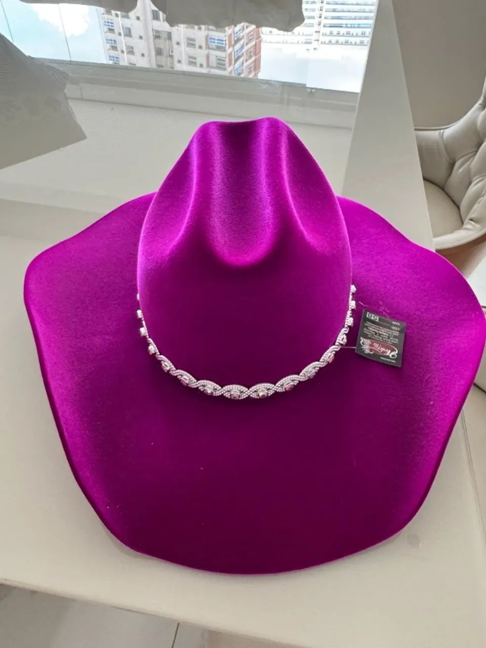 Chapéu Feminino Country com Strass Fucsia - Foto 3