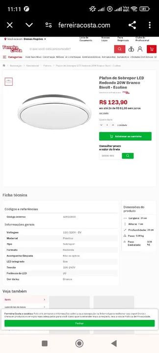 Paflon de Sobrepor Led - Foto 2