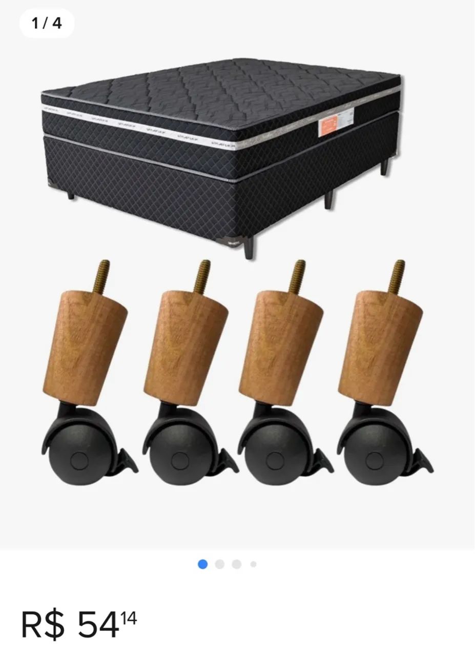 6 Pés para cama box com rodinhas