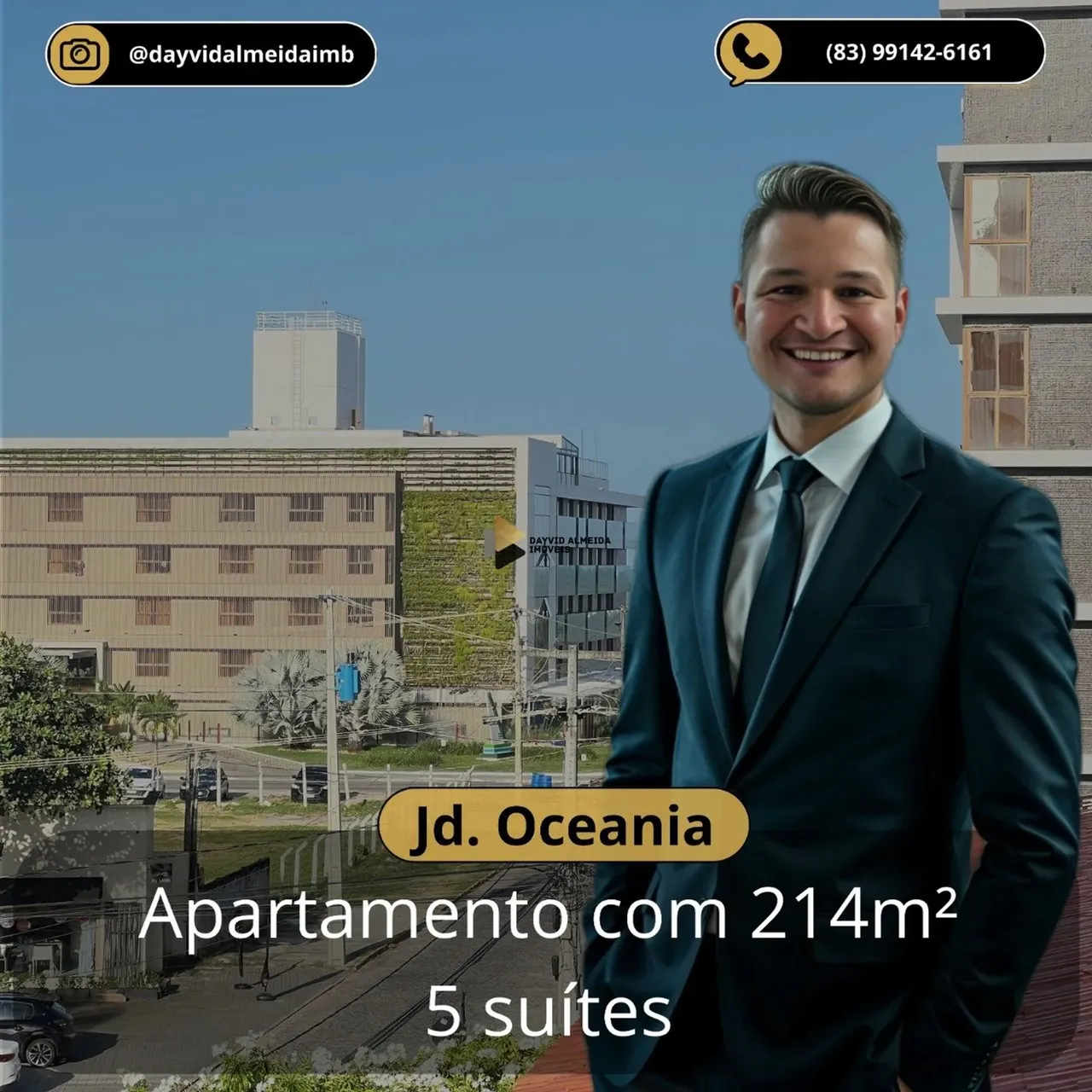 Apartamento com 5 quartos, sendo 5 suítes - 215m² - Oceania em João Pessoa