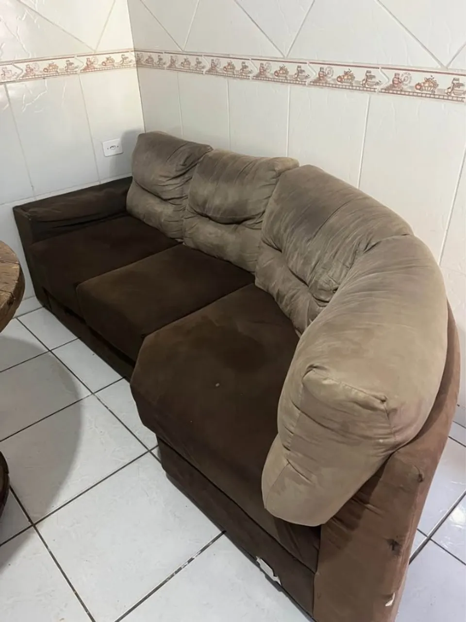 Jogo de sofá de canto marrom