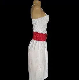 Vestido branco+cinto Largo vermelho - Foto 5