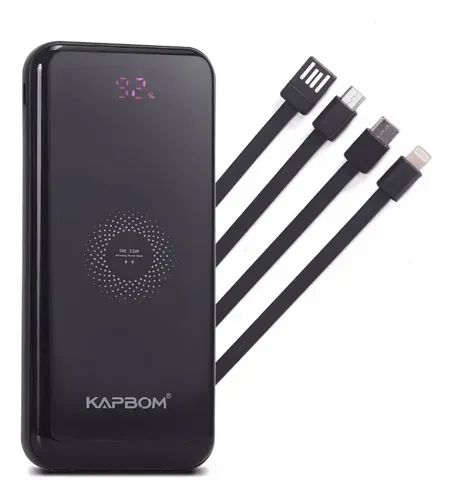Carregador Portátil Power Bank - Indução Sem Fio 10000mAh C/Cabos - Loja COimbra Entrega - Foto 3