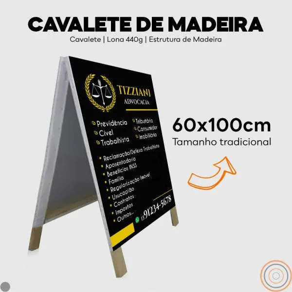 Cavalete de Madeira personalizado - 60x100cm