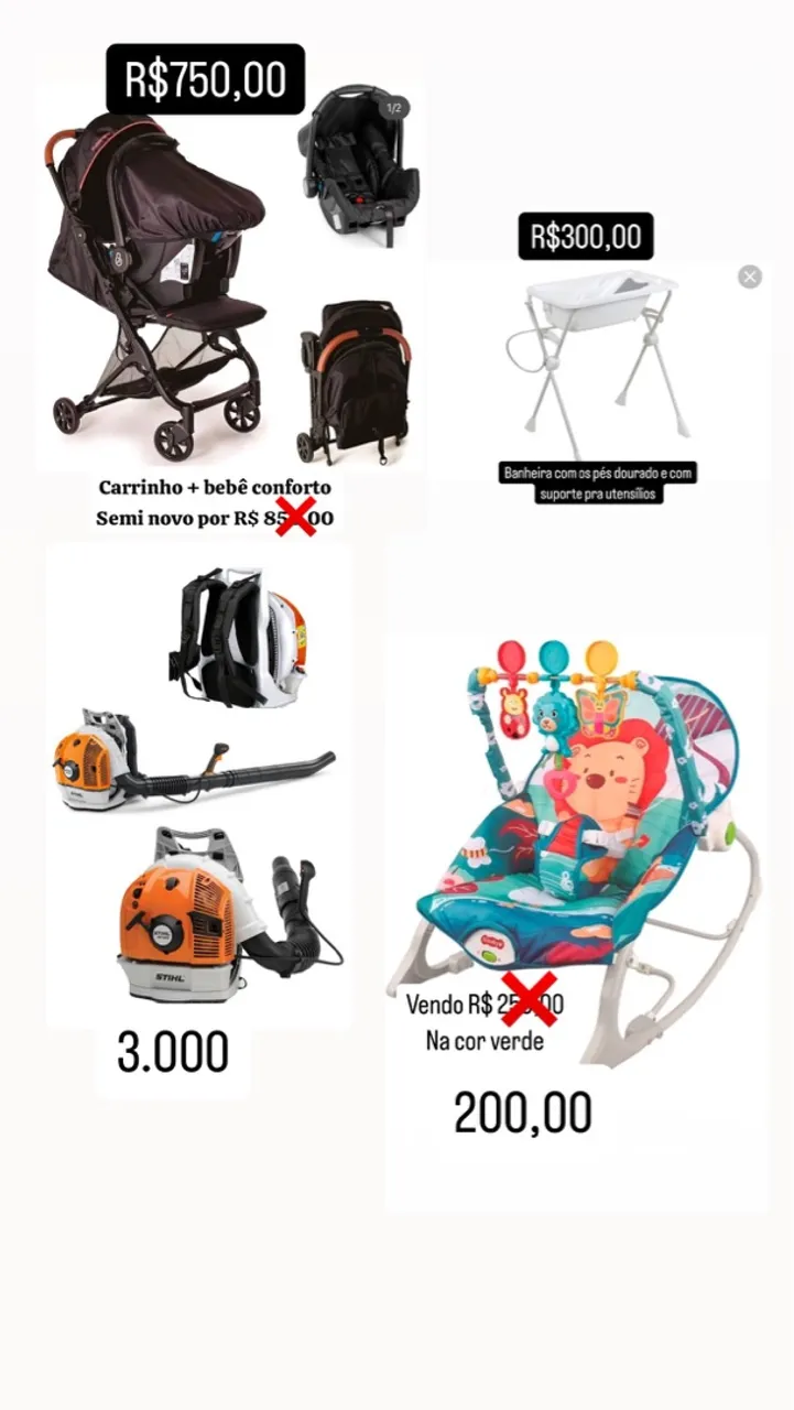 Enxoval de bebê: carrinho, banheira e cadeirinha