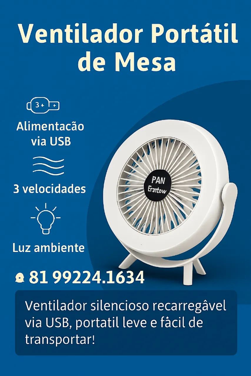 Ventilador Portátil de Mesa - Refresque-se com Estilo! - Foto 2