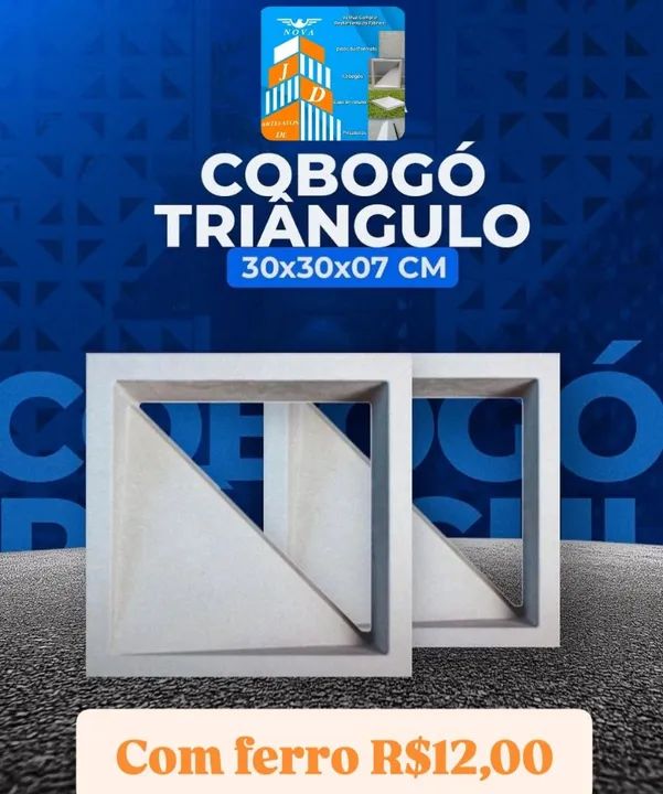 Cobogó Triângulo 30x30x7cm - com ferro