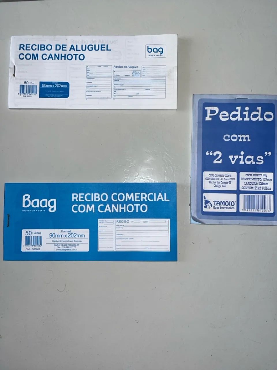 Blocos de Recibo Comercial, Aluguel e Pedido 