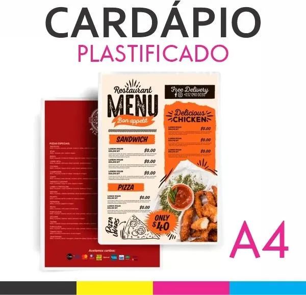 cardápio personalizado + plastificação tamanho A4 frente e verso  - Foto 2