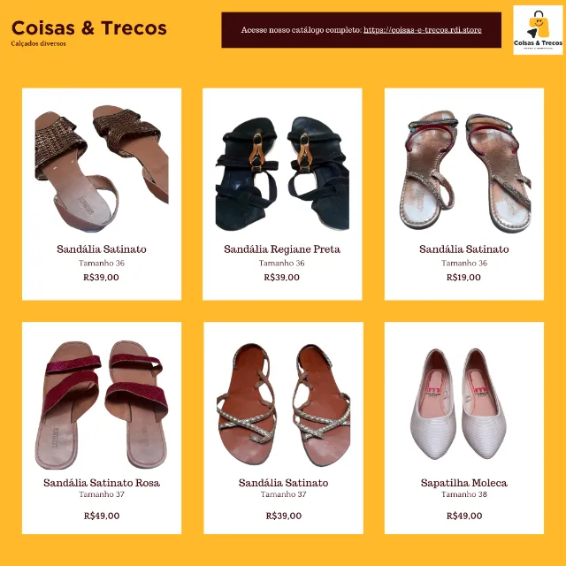 Seis pares de calçados femininos - Tamanhos 36 a 38  