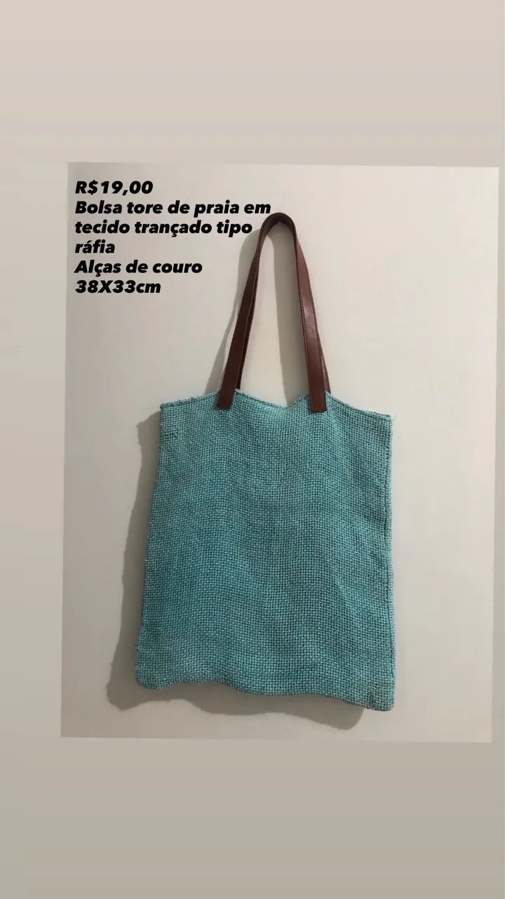 Bolsa tote de praia tem alças de couro - Foto 2