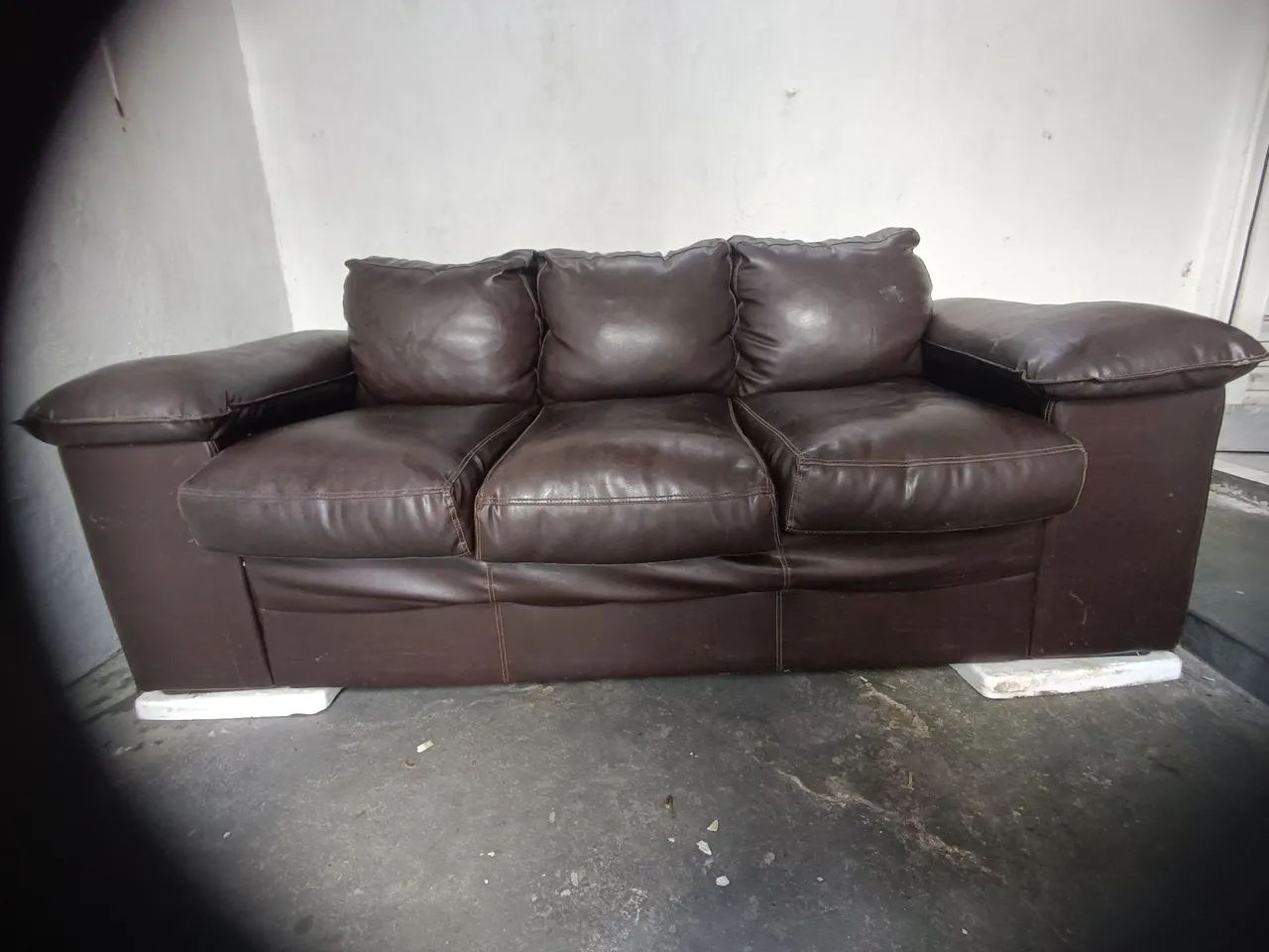 3-Seater Synthetic Leather Sofa419421009698498560