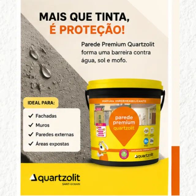 Tinta Impermeabilizante Quartzolit Parede Externa 5x1 Fachada Premium Emborrachada infiltr - Foto 6