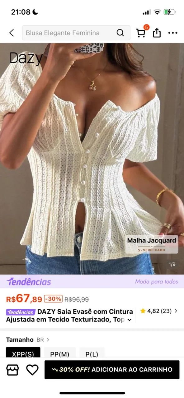 Blusa crochê tamanho P/M