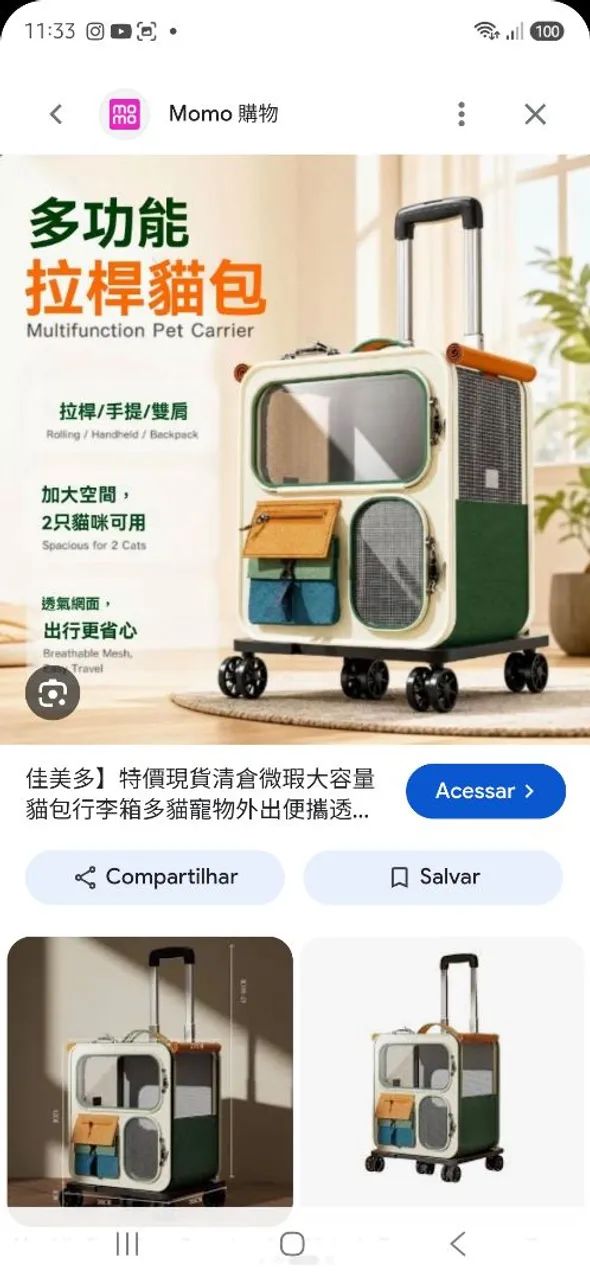 Mochila e carrinho per