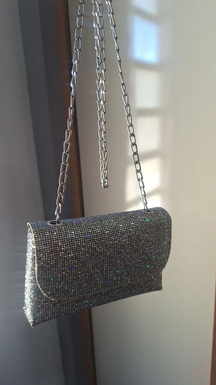 Bolsa shein prata brilhosa