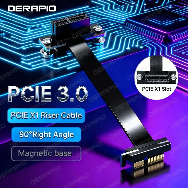 Cabo Riser Extensor Flexível Pci-e 3.0 X1 10cm Para Placa De Rede 90°