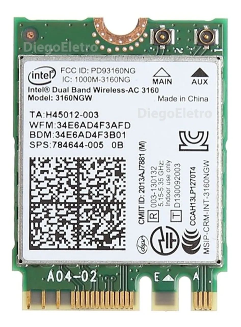 wifi intel ac 3160NGW