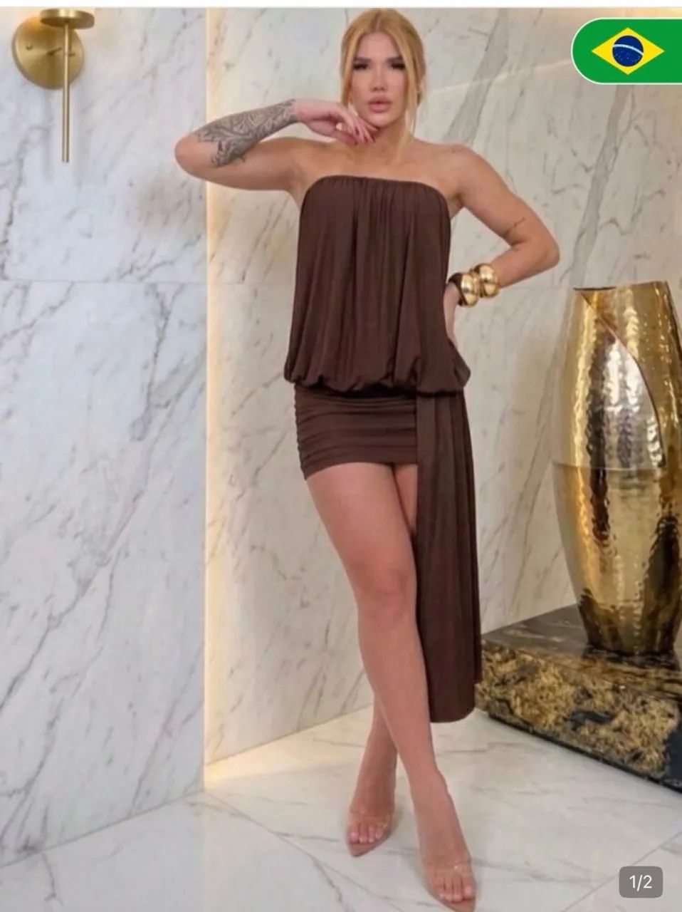 Vestido curto marrom