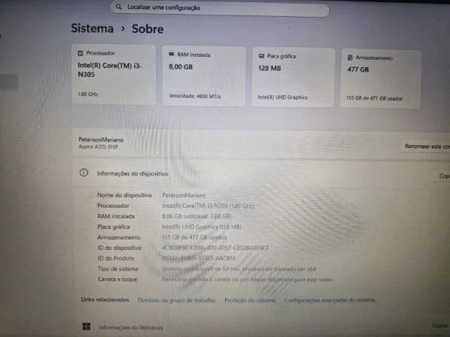 Notebook Acer Aspire 3 intel core i3 8gb 512gb ssd - Foto 2