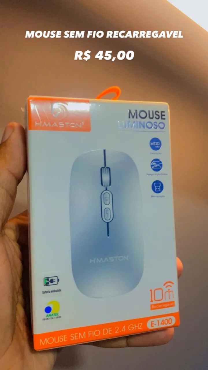 Mouse sem fio recarregavel 