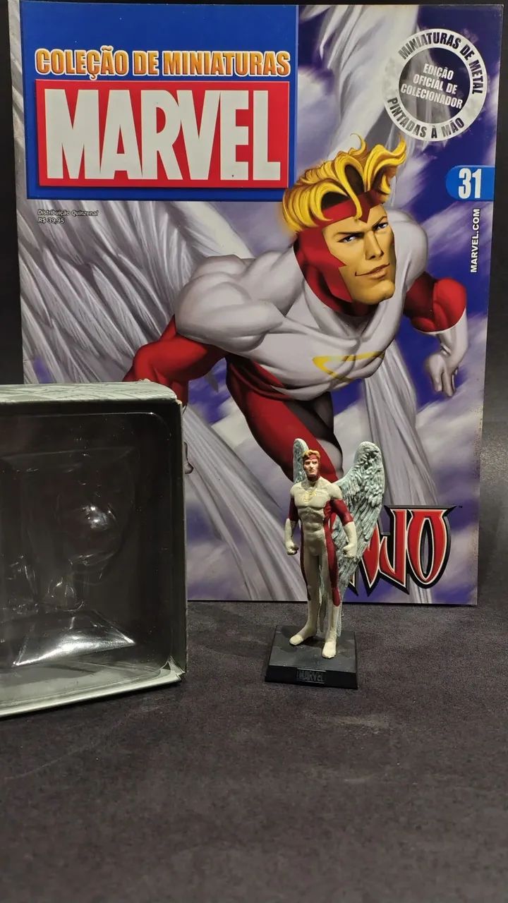 Miniatura Marvel Eaglemoss Anjo (Com Detalhes) + Fasc. 31 e Embalagem