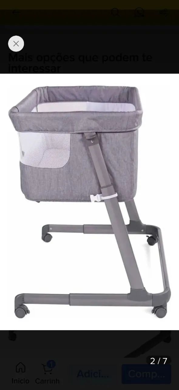 Berço Portátil Co-bed Link Cinza Mescla - Voyage - Foto 2