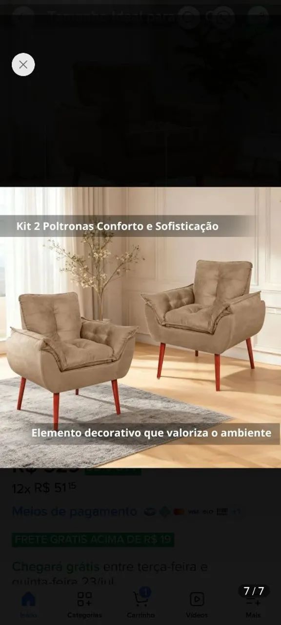 Poltronas para sala, quarto ou escritório 