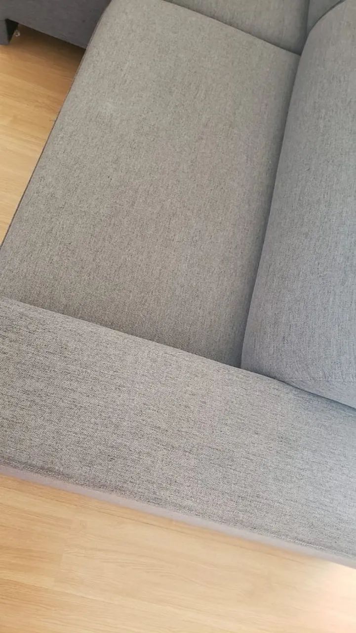Sofá cinza em linho 3 lugares   retrátil e reclinável  Anjos colchões  - Foto 2