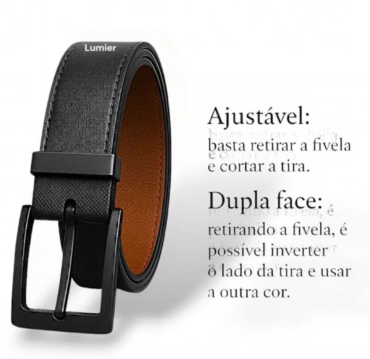 Cinto masculino 2 em 1 <br>120 CM ou 150 CM  - Foto 3