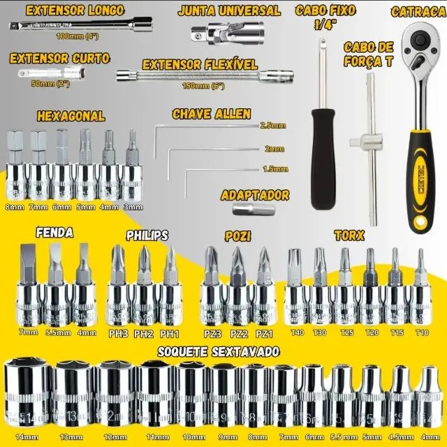Kit Ferramentas Chaves Combinadas Jogo De Chave Soquete Jogo