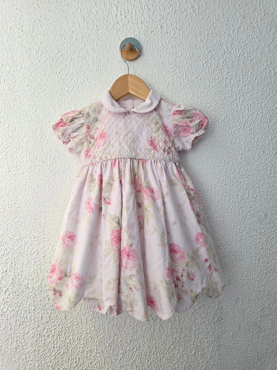 vestido de festa mio bebe floral rosa 12-18m