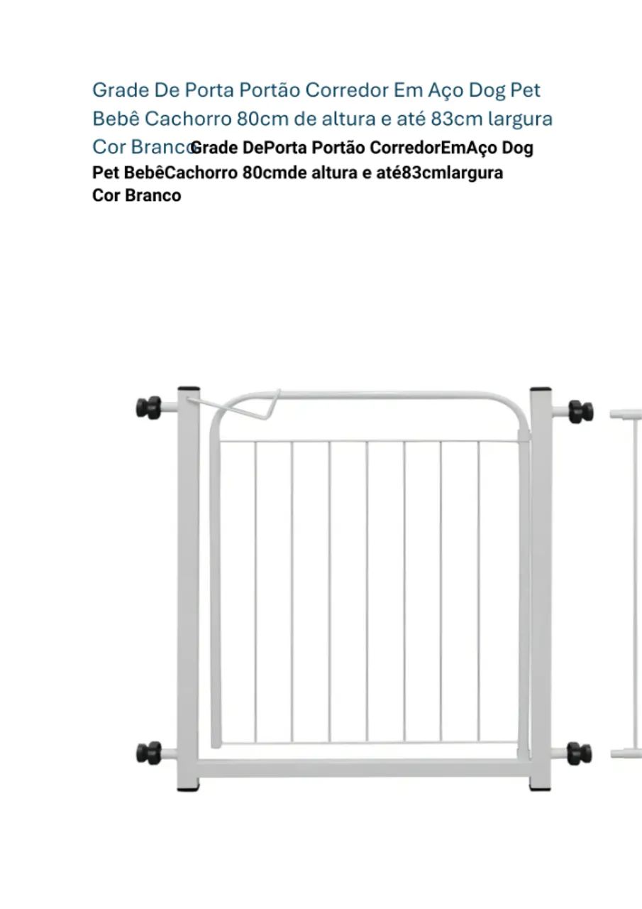 Portão Grade De Segurança Pet E Bebê Branco