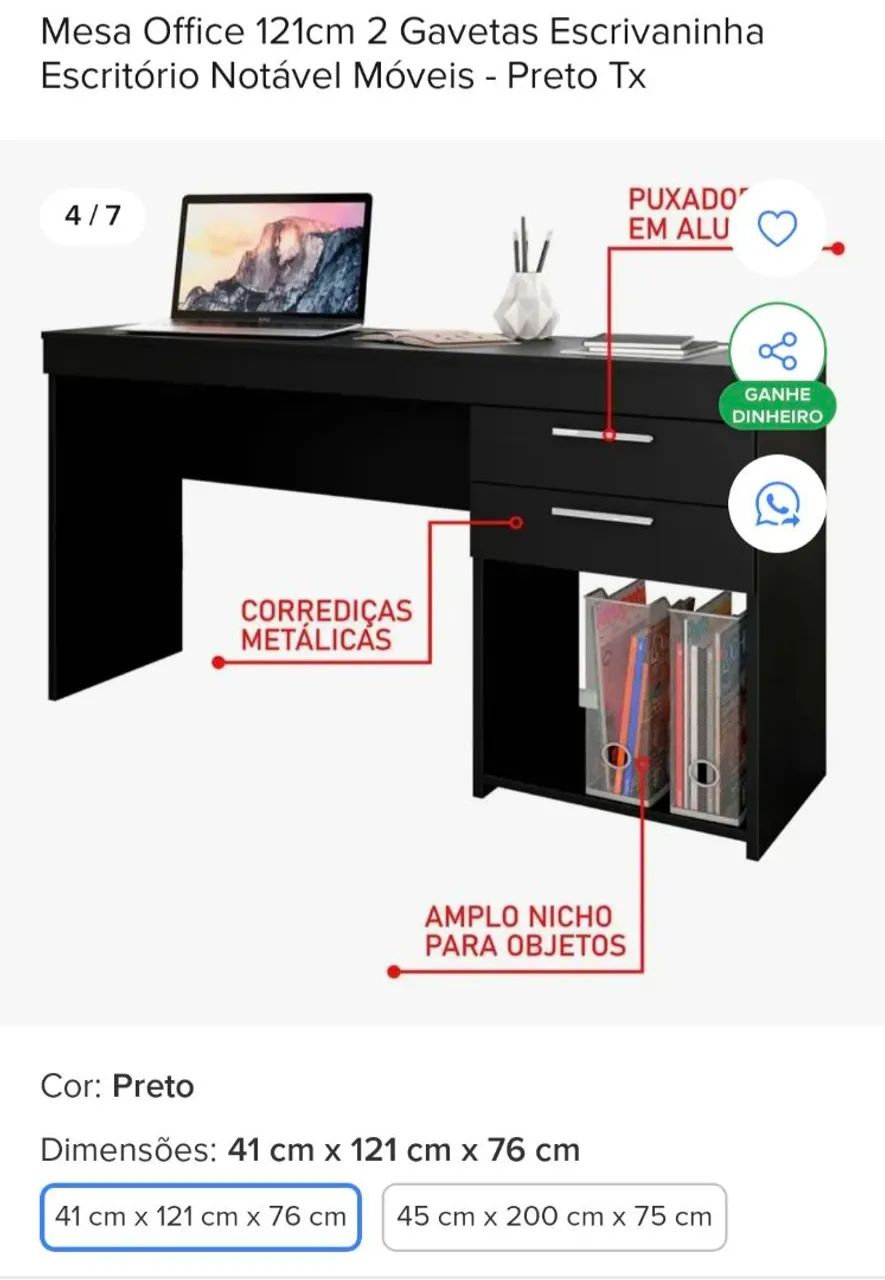 Mesa de Escritório Escrivaninha 