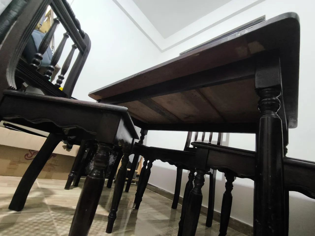 Mesa madeira com 4 cadeiras assento em palhinha  - Foto 4