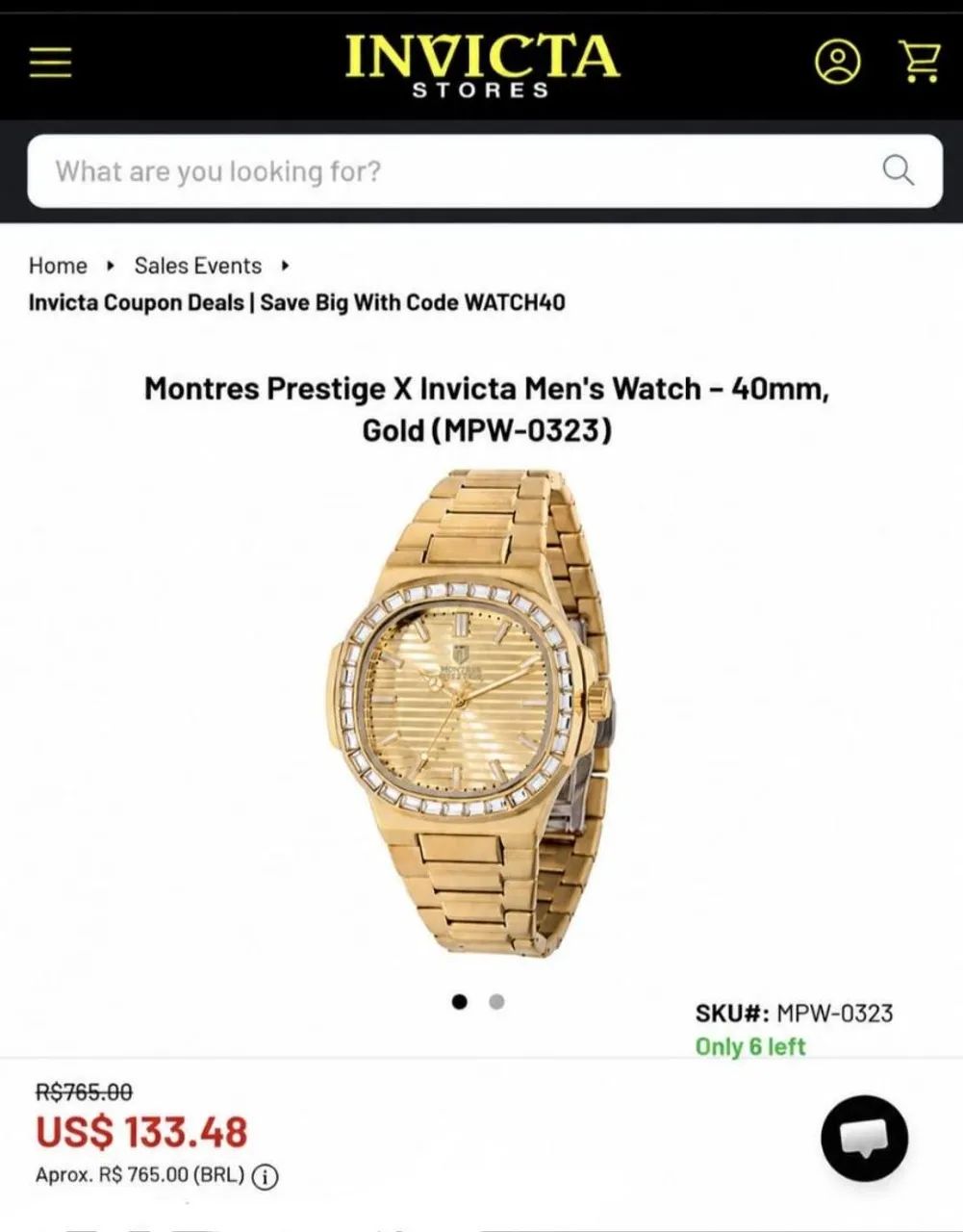 Relógio Invicta Montres Prestige Gold MPW-0323   - Foto 5