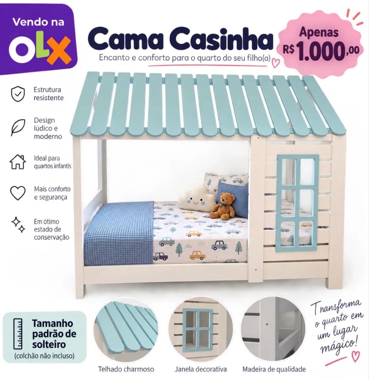 Cama casinha menino  - Foto 2