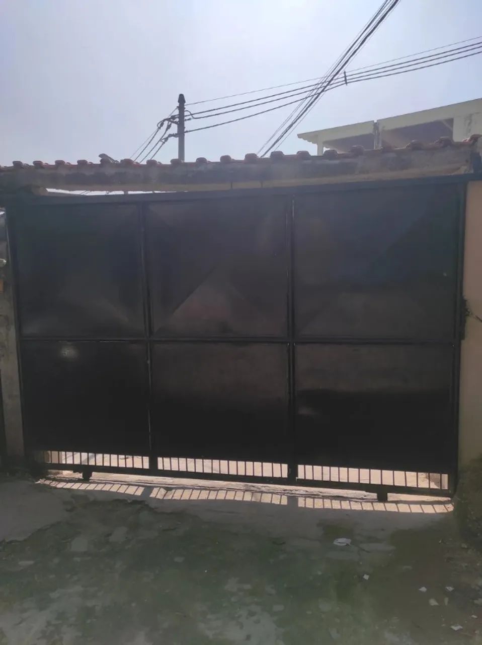 Portão De Correr Para Garagem Em Ferro Preto 1